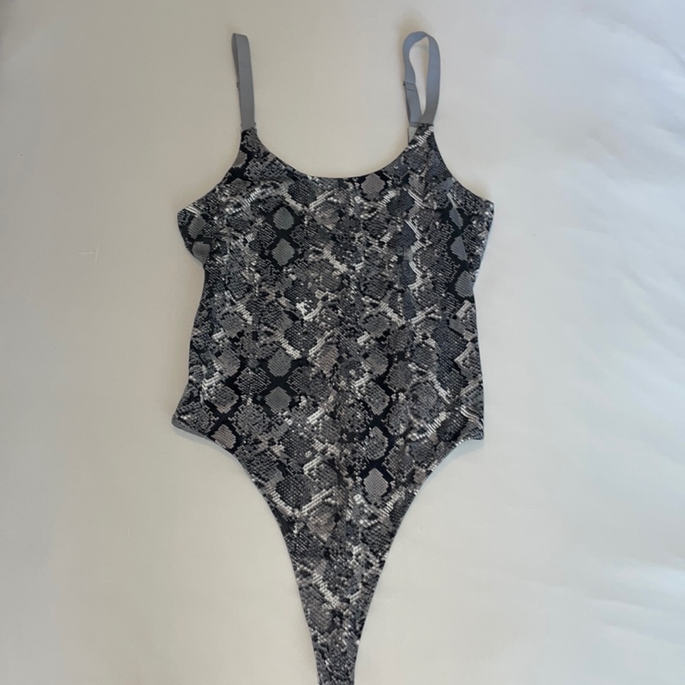 Victoria secret sport low back gray snake print body suit